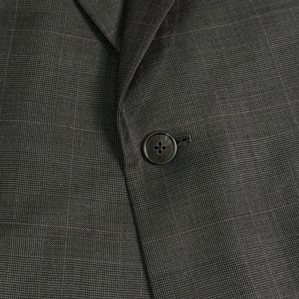 Hart Schaffner Marx Dillard's Mens 44R‎ Blazer Pure New Wool Glen Plaid Charcoal
